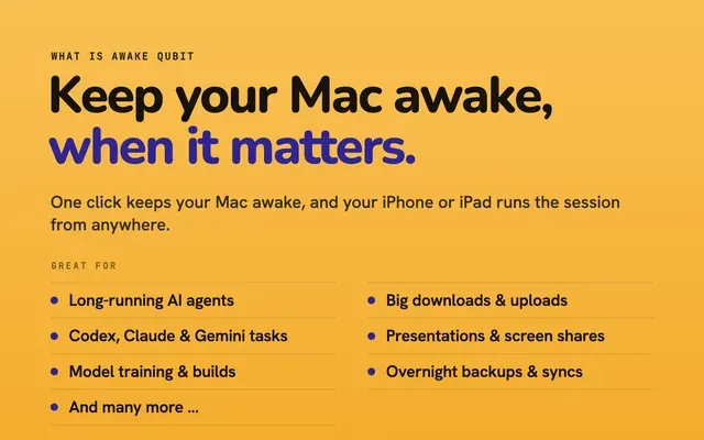Awake Qubit store screenshot showing the app running on iPad.